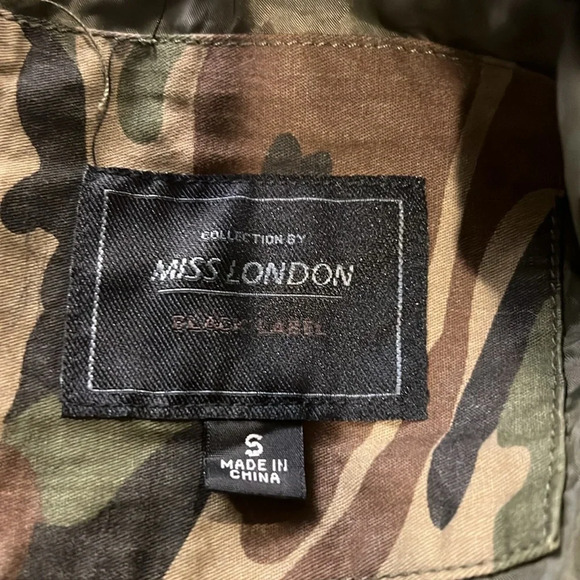 Miss London Black Label Camouflage print hooded jacket size small - Picture 15 of 15